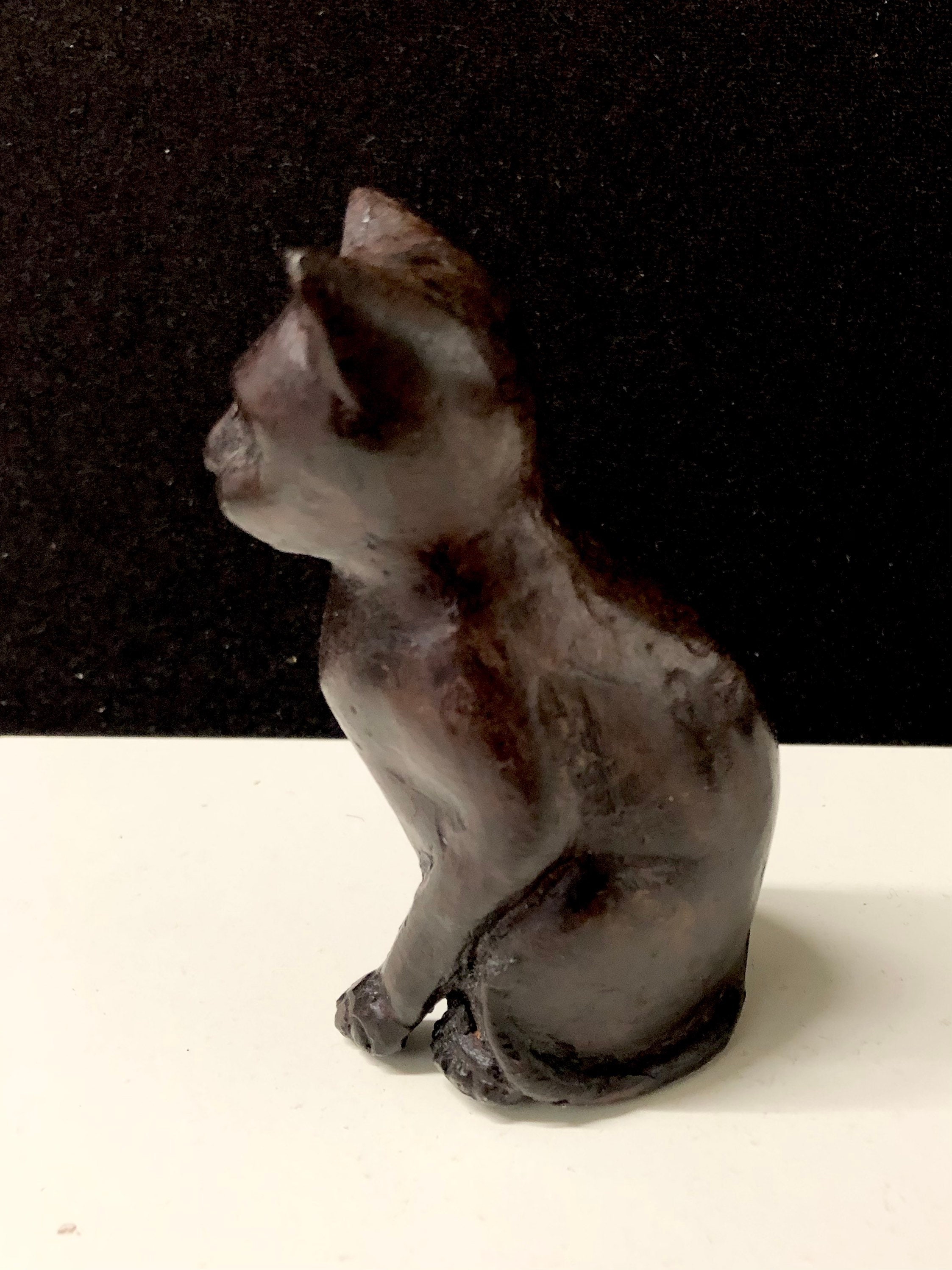 Vintage Bronze Cat Sculpture Figurine 4H Etsy