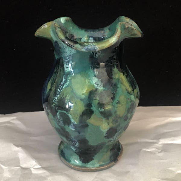 Cole Pottery Vase Green Glossy Foam Glaze Sanford, North Carolina