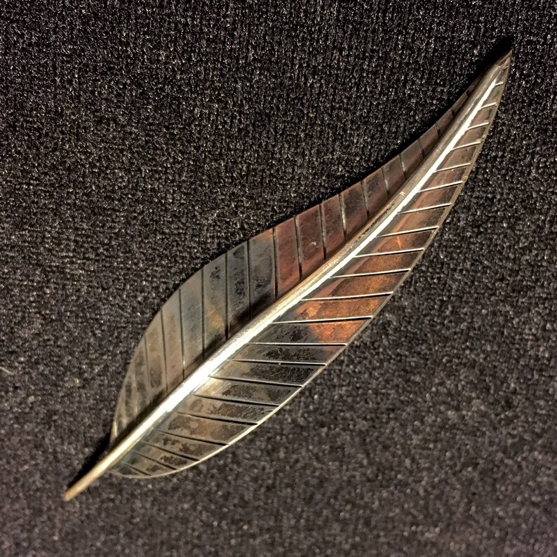 Borresen and Lassen B&L Danish Modern Sterling Silver Leaf Brooch Mid Century Modernist image 2