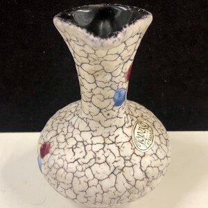 Vintage German Jopeko Fat Lava Craquelure Pitcher Vase with Label image 3