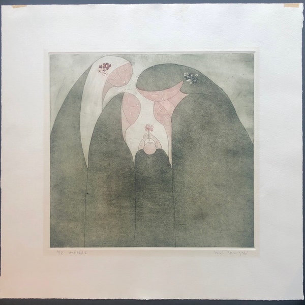 Eng Tay Malaysian Modernist Colored Etching “Untitled II” Signed Artist’s Proof Free Shipping