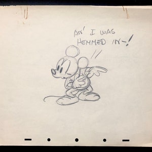 Mickey Mouse “The Brave Little Tailor” 1938 Pencil Production Drawings Walt Disney Animation Free Shipping 2/2