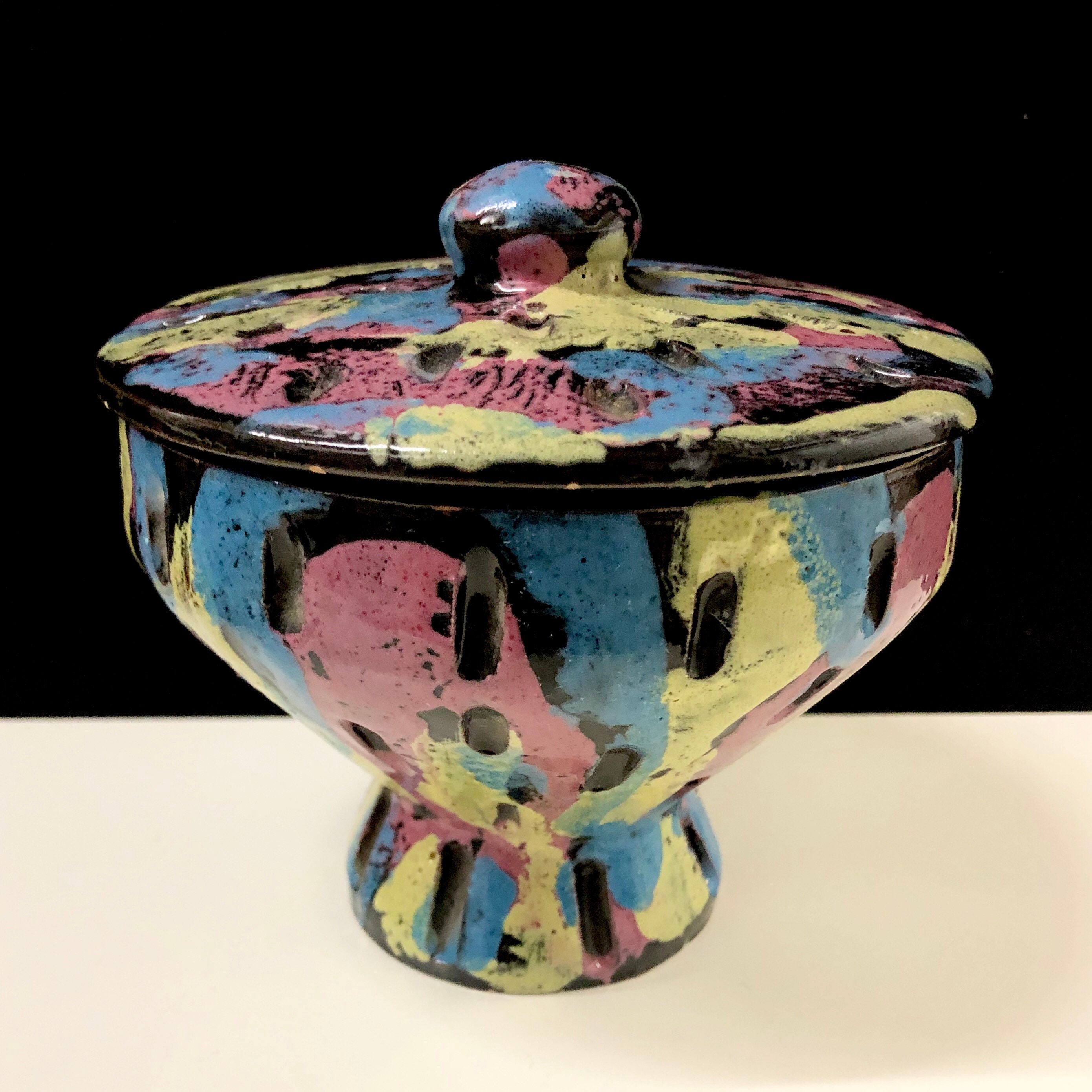 Fab Italian Mid Century Fat Lava Splatter Glaze Ceramic Bowl Etsy