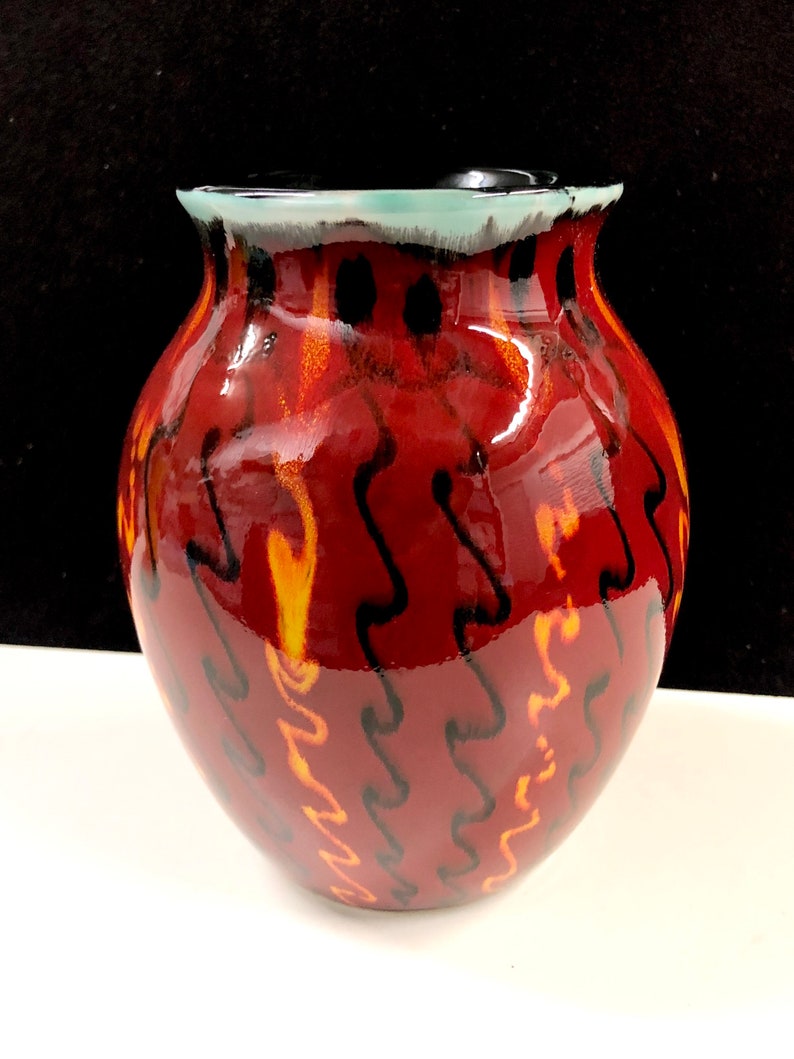 Unique Poole Pottery Red Ceramic Vase Modernist Decor Etsy