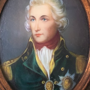 Antique Miniature Portrait of Horatio Lord Nelson 19th Century Georgian Regency Decor Free Shipping