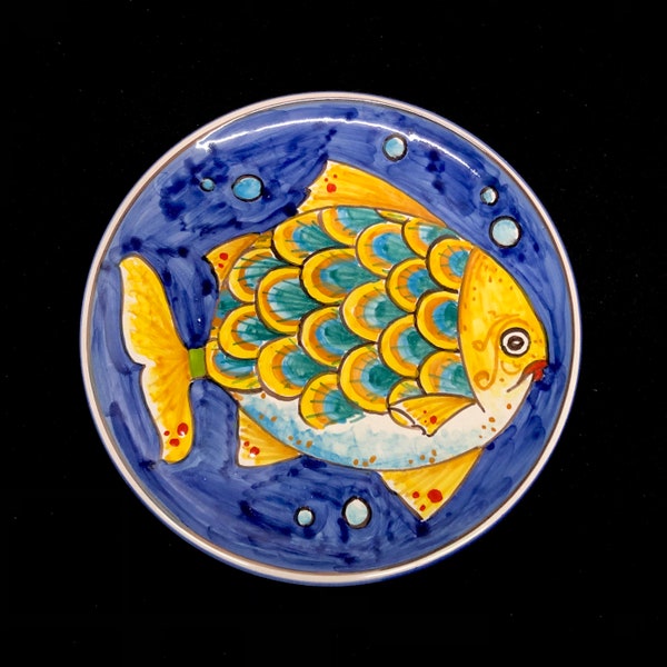 Gurreri Fish Wall Plate Mid Century Modern Italian Caltagirone Sicily Majolica