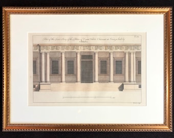 Henry Roberts Antique Engraving Architectural Print 1756 from Isaac Ware’s Complete Body of Architecture Framed