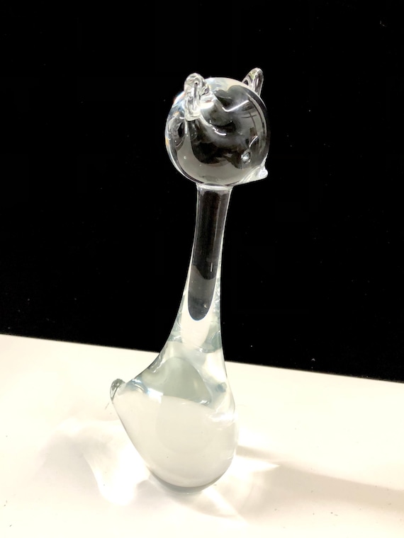 【Carrol Swan】Ceramic Object 球体 オブジェ Swedish Mid Century Modern 10”H Glass Cat Sculpture Figurine