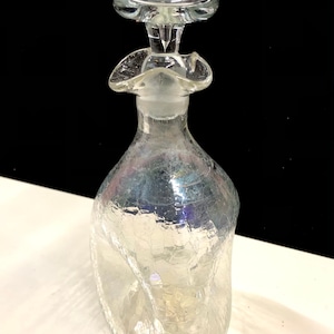 Vintage Blenko #49 Pinched Crackle Glass Crystal Decanter with Stopper Mid Century Modern Glass Winslow Anderson Free Shipping