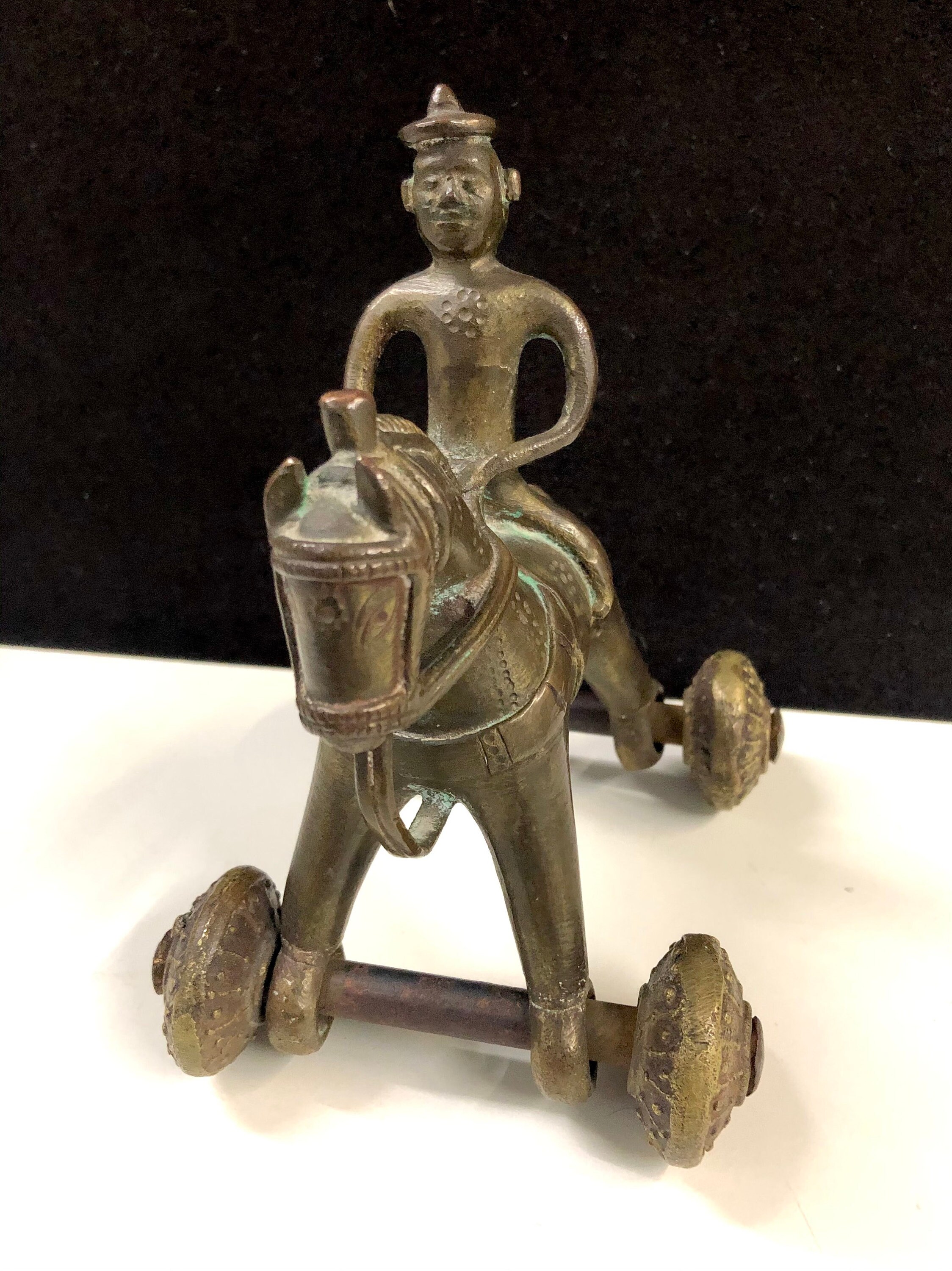 Vintage Indian Brass Horse and Rider Toy on Wheels 6 X 6 Etsy
