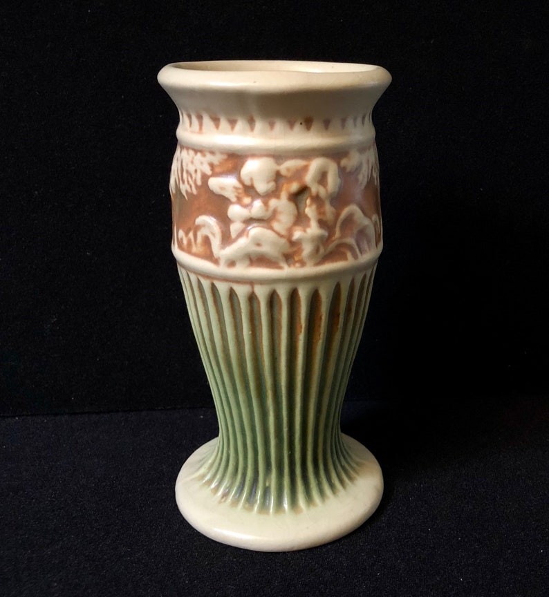 Vintage Roseville Donatello Vase Cherub American Art Pottery Etsy