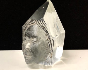 Adrien Miller Prism Head Cast Glass Face Sculpture