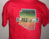 Vintage Original 1979s 1978 ARIZONA U.S.A. Tourist State Red SOft Thin Unworn Anvil T Shirt L