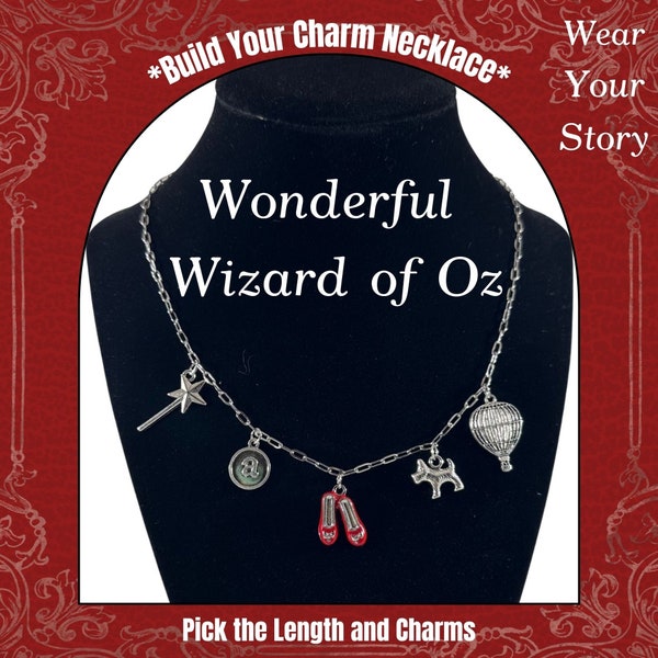 Build a Custom Wonderful Wizard of Oz Charm Necklace Paperclip Chain, Pick Charms Personalized Gift Book Jewelry Bookish Fashion Accessories