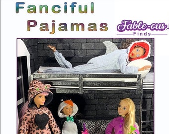 Fanciful Pajamas PDF Sewing Pattern fits most 11.5 inch dolls like MTM, Curvy Barbie - Instant PDF Download doll clothes pattern costume