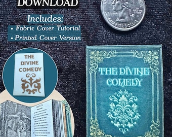 Miniature Printable The Divine Comedy Deluxe Book with Inside Pages | DIY Paper Mini Book, 1/6 Scale, PDF Digital Download Dante's Inferno