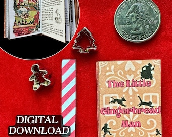 Printable Miniature Book The Little Gingerbread Man with Inside Pages | DIY 1/6 Scale Mini Tassel Bookmark PDF Digital Download Christmas
