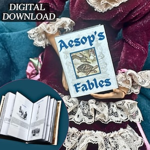 Miniature imprimable Les fables d&#39;Ésope avec pages, projet DIY | Bricolage rapide et amusant | Mini livre pour enfants, échelle 1/6, téléchargement numérique PDF