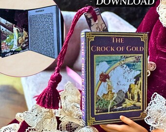Printable The Crock of Gold Miniature Book with Inside Pages | DIY Mini Tassel Bookmark, 1/6 Scale, PDF Digital Download Myth Fairy Tales