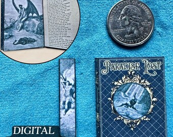 Printable Paradise Lost Miniature Book with Inside Pages | DIY Mini Tassel Bookmark, 1/6 Scale, John Milton, Religion PDF Digital Download