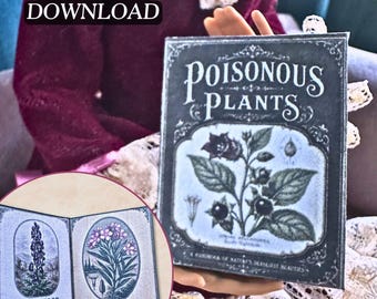 Printable Poisonous Plants Miniature Book | Vintage Botanical Reference, 1/6 Scale (Digital Download)