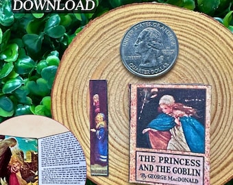 Printable Princess and the Goblin Miniature Book with Inside Pages | DIY Mini Tassel Bookmark, 1/6 Scale, PDF Digital Download Fairy Tales
