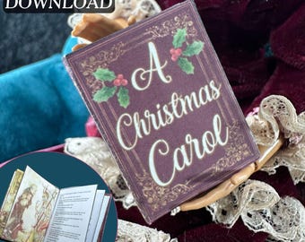 Printable A Christmas Carol Miniature Book with Pages DIY | Fun Quick Craft | Mini Childrens Book - Scrooge, 1/6 Scale, PDF Digital Download