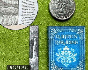 Printable Dante's Paradise Miniature Book with Inside Pages | DIY Mini Tassel Bookmark, 1/6 Scale, PDF Digital Download The Divine Comedy