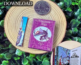 Printable Tanglewood Tales Miniature Book with Pages | DIY Quick Craft | Mini Tassel Bookmark, 1/6 Scale, PDF Digital Download Myth Legend