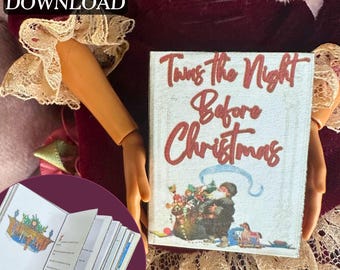 Printable Twas the Night Before Christmas Miniature Book with Pages DIY | Fun Quick Craft | Mini Book - 1/6 Scale, PDF Digital Download