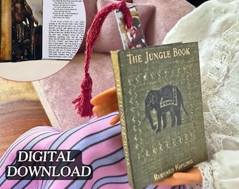 Printable The Jungle Book Miniature Book with Pages | DIY Fun Quick | Mini Tassel Bookmark, 1/6 Scale, PDF Digital Download Animal Adventure