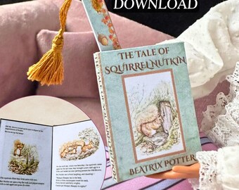 Printable Miniature The Tale of Squirrel Nutkin Book with Inside Pages | DIY 1/6 Scale Mini Tassel Bookmark PDF Digital Download Autumn Fall
