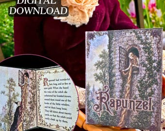 Rapunzel Mini Book Printable | Vintage Fairytale Storybook Miniature (Digital Download)