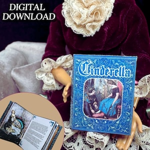 May include: A vintage-style book with a blue cover and the title "Cinderella" printed in gold lettering. The cover features an illustration of Cinderella and a prince.