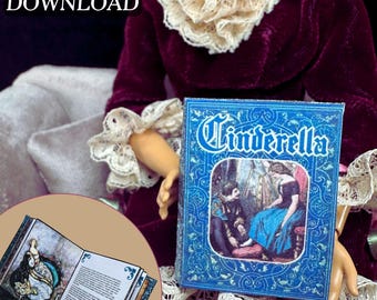 Printable Cinderella Miniature Book with Pages | Quick DIY | Fairytale Storybook Mini Book, 1/6 Scale, PDF Digital Download Junk Journal