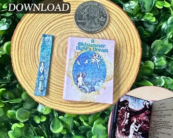 Printable A Midsummer Night's Dream Miniature Book with Pages | DIY Mini Tassel Bookmark, 1/6 Scale, PDF Digital Download Enchanted Forest