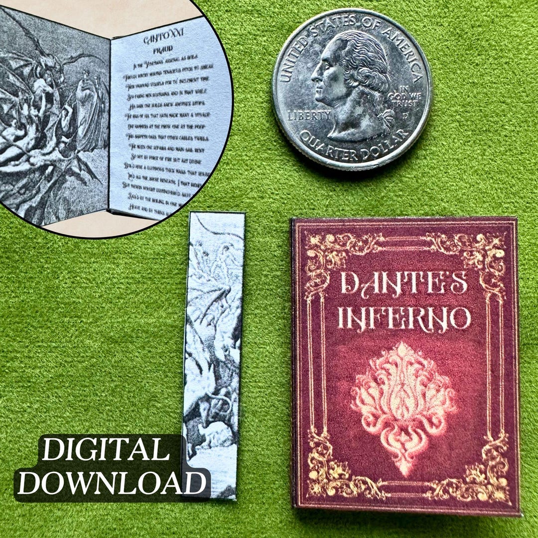 Printable Dante's Inferno Miniature Book With Inside Pages | DIY Mini ...
