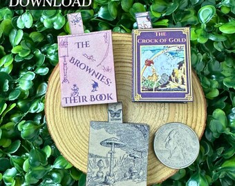 Printable 3 Woodland Mini Books with Inside Pages DIY BUNDLE, Craft | 1/6 Scale Miniature Book, PDF Digital Download, Magical Tales Fairy