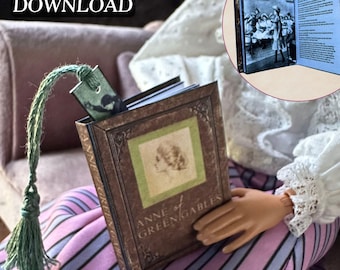 Libro in miniatura stampabile di Anna dai capelli rossi con pagine / Fai da te, divertente e veloce / Mini segnalibro con nappa, scala 1/6, PDF digitale scaricabile