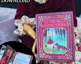 Printable Little Red Riding Hood Miniature Book with Pages | Quick DIY | Fairytale Mini Book, 1/6 Scale, PDF Digital Download Junk Journal