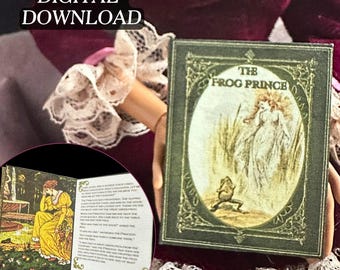 Mini Printable The Frog Prince Book with Inside Pages | DIY 1/6 Scale Storybook Miniature Bookmark, PDF Digital Download Fairytale Princess