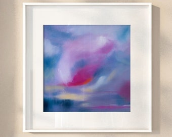 Colourful abstract Giclée art print, abstract wall art, blue and pink abstract art, bright wall art, uplifting wall art