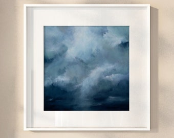 Listening to the storm, Giclée art print, abstract wall art, sea inspired expressive art.