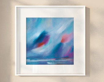 Solace in blue, Giclée art print, Colourful wall art, abstract colourful nature inspired painting