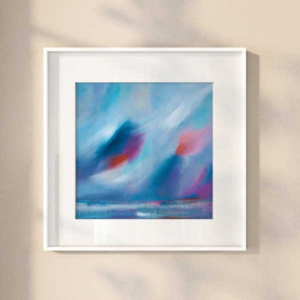 Solace in blue, Giclée art print, Colourful wall art, abstract colourful nature inspired painting