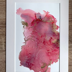 ORIGINAL art. Pink and Gold alcohol ink painting. Abstract wall art. Bild 6