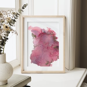 ORIGINAL art. Pink and Gold alcohol ink painting. Abstract wall art. Bild 1