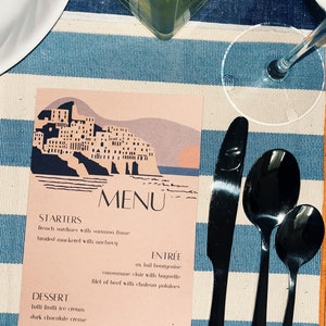 Szablon menu na przyjęcie obiadowe na wybrzeżu Amalfi | Zestaw 9 szablonów