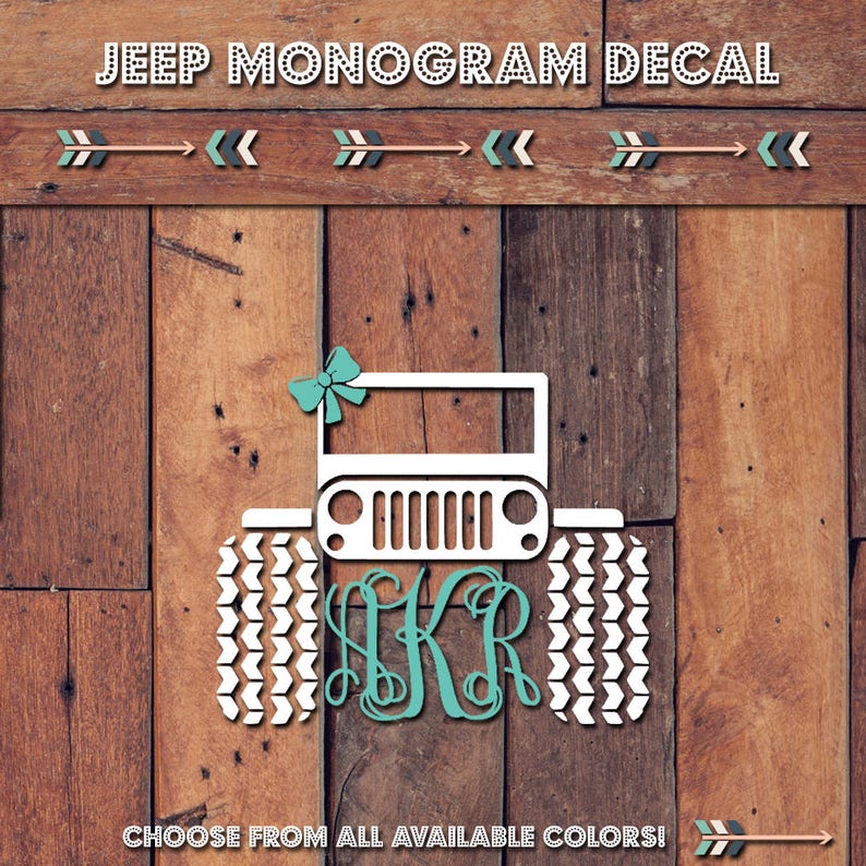Jeep Monogram Decal Yeti Decal Yeti Sticker Tumbler Etsy