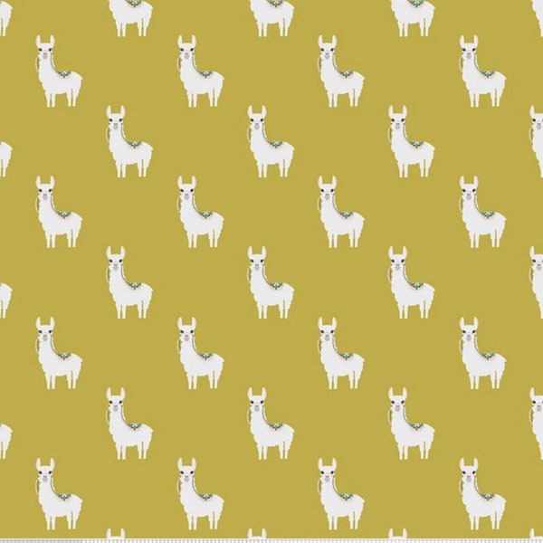 Hibiscus Alpacas in Citron by Simple Simon and Company for Riley Blake Designs